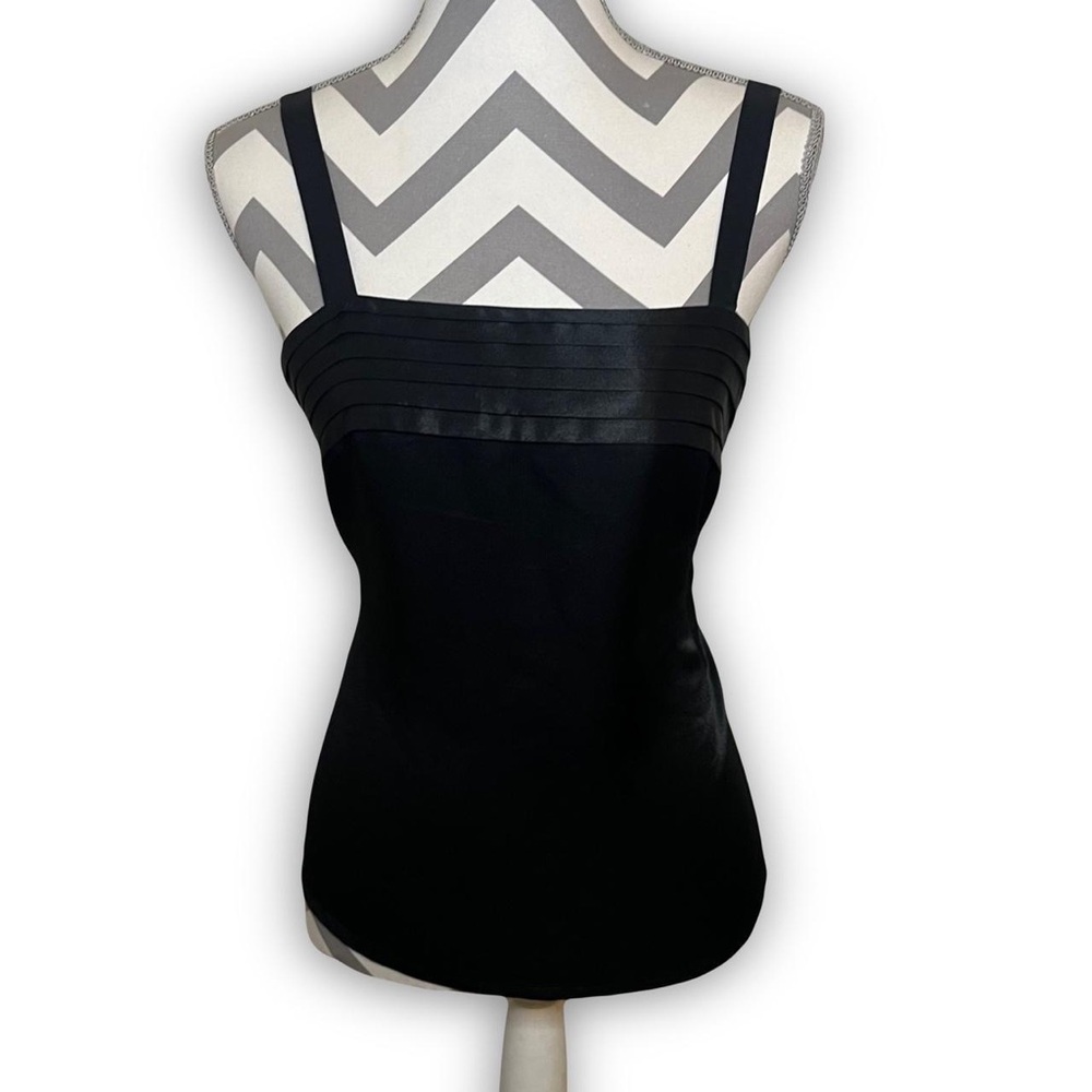 Black satin tank top